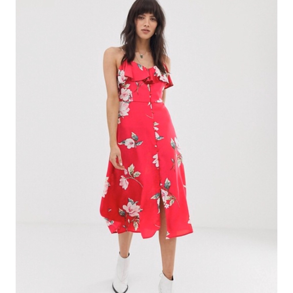 Band of Gypsies ruffle front button down mididress